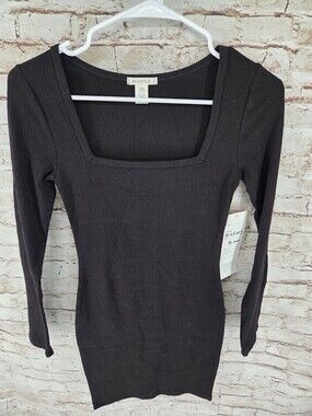 Bozzolo Knit Dress Size Small NEW Black Square Neck